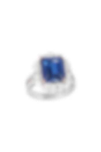 18kt White gold diamond sapphire heirloom ring by Qira Fine Jewellery