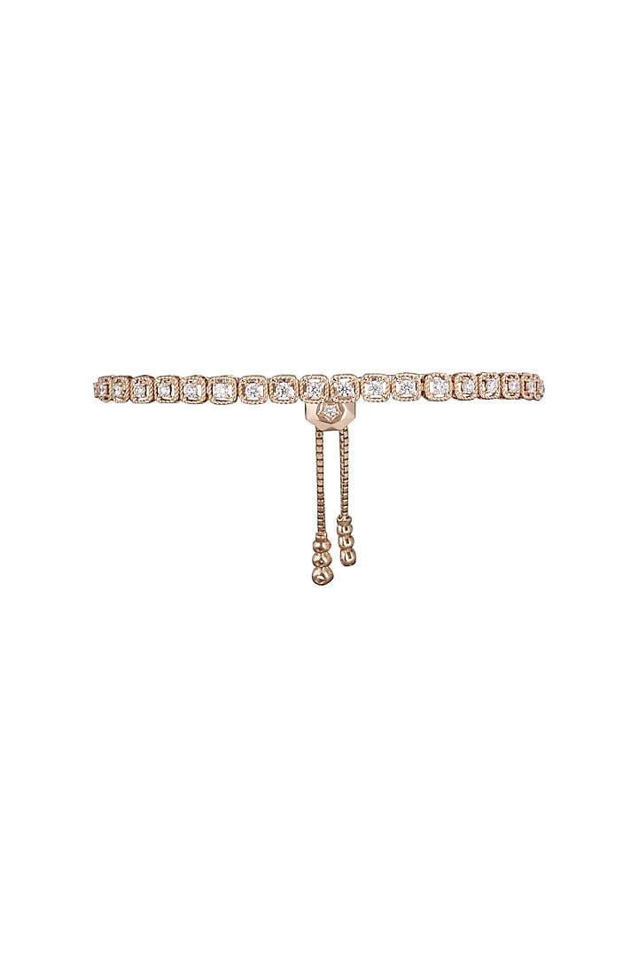 18kt Rose gold adjustable diamond halo bracelet by Qira Fine Jewellery