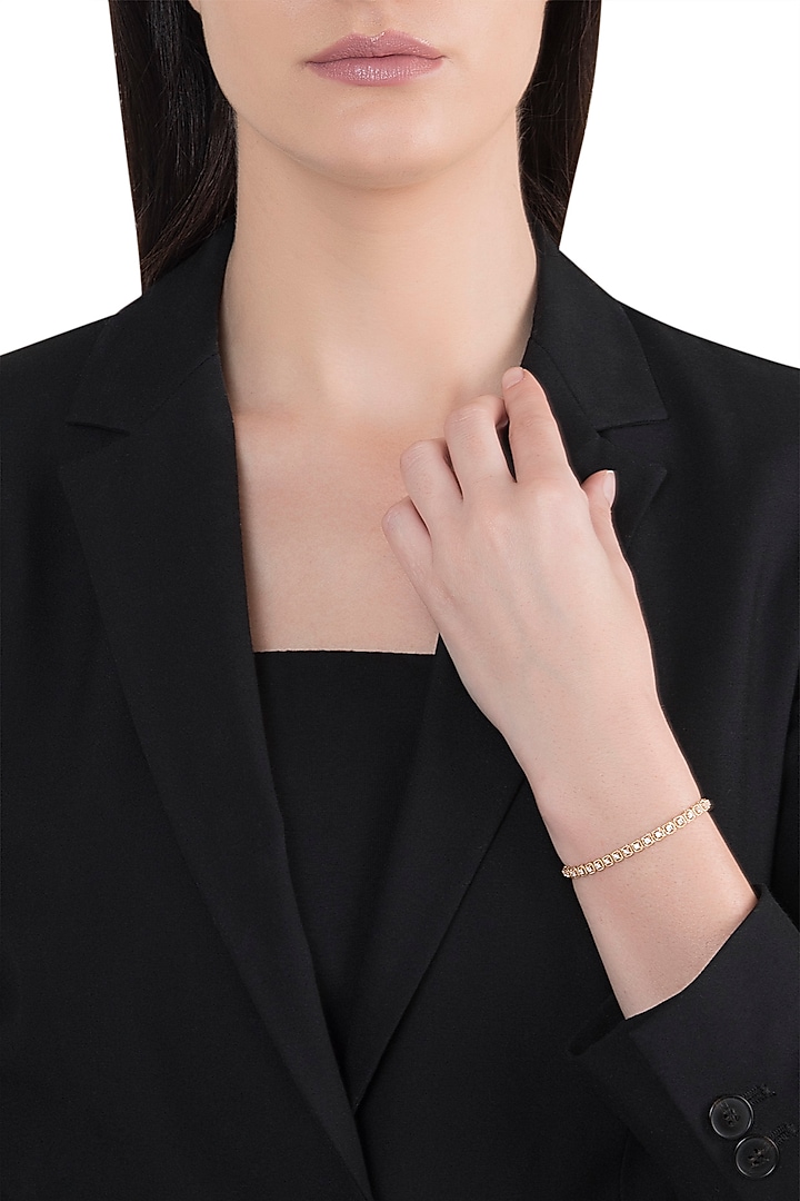 18kt Rose gold adjustable diamond halo bracelet by Qira Fine Jewellery at Pernia's Pop Up Shop