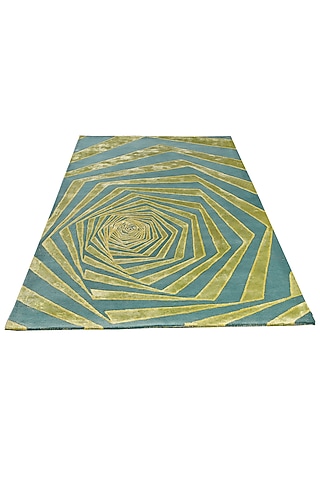 Green Hand-Tufted Carpet by QAALEEN