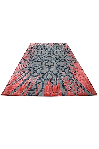 Grey & Coral Hand-Tufted Carpet by QAALEEN