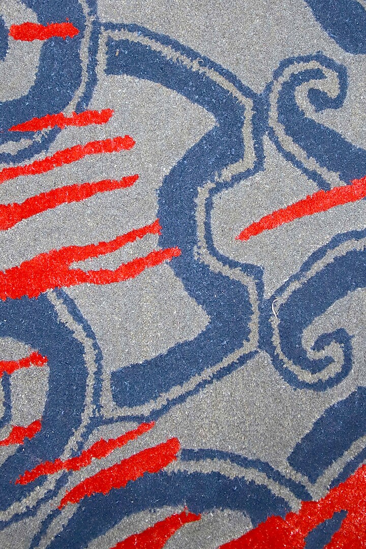 Grey & Coral Hand-Tufted Carpet by QAALEEN at Pernia's Pop Up Shop
