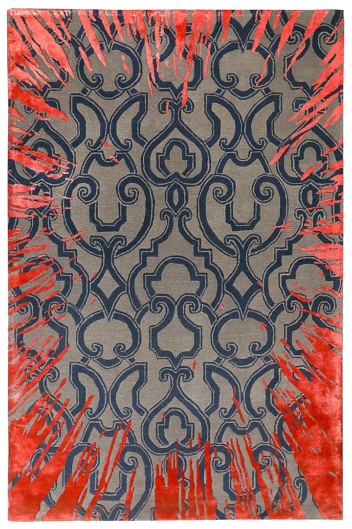 Grey & Coral Hand-Tufted Carpet by QAALEEN at Pernia's Pop Up Shop