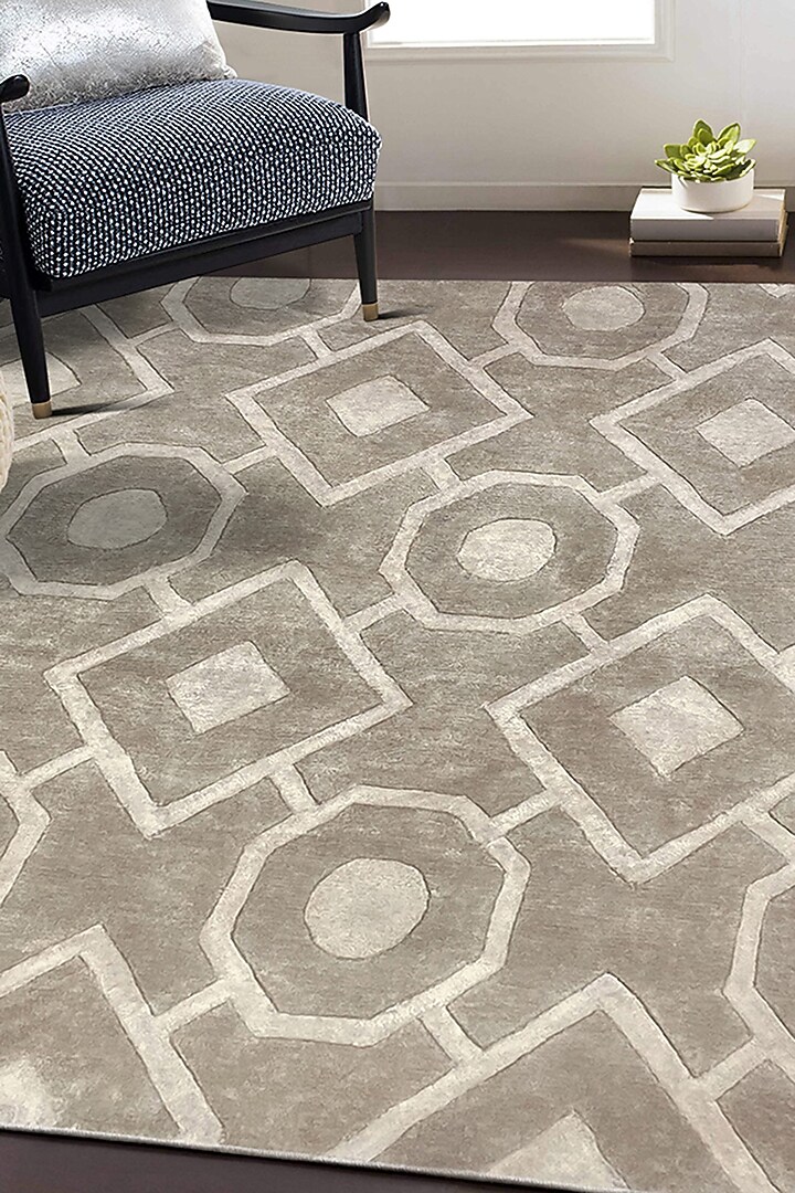 Brown & Beige Hand-Tufted Carpet by QAALEEN at Pernia's Pop Up Shop