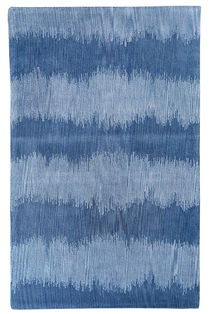 Blue Hand-Tufted Carpet by QAALEEN