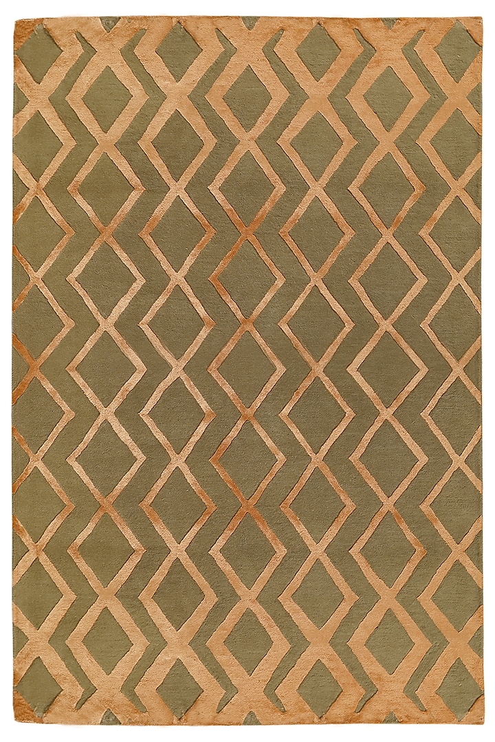 Light Brown & Orange Hand-Tufted Carpet by QAALEEN