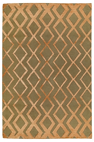 Light Brown & Orange Hand-Tufted Carpet by QAALEEN