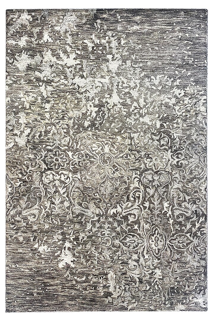 Grey & Beige Hand-Tufted Carpet by QAALEEN