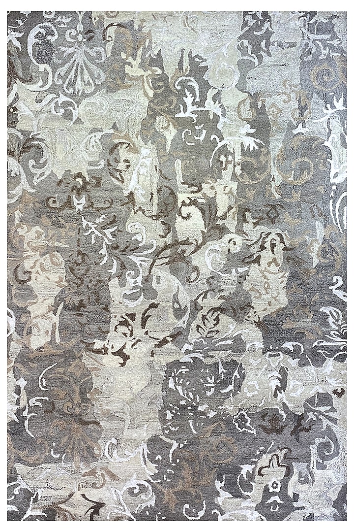 Cream & Grey Hand-Tufted Carpet by QAALEEN