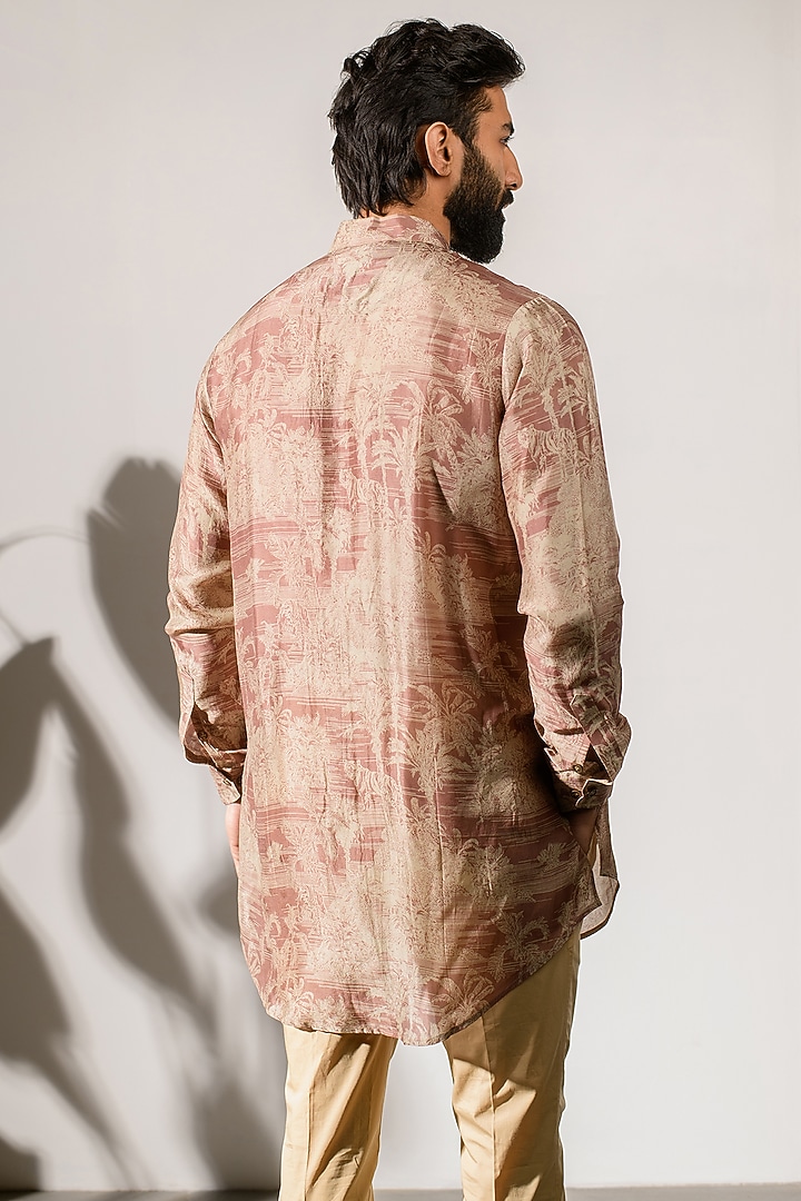 Brown Russian Silk Digital Printed Bundi Set by Quintessential Basic at Pernia's Pop Up Shop