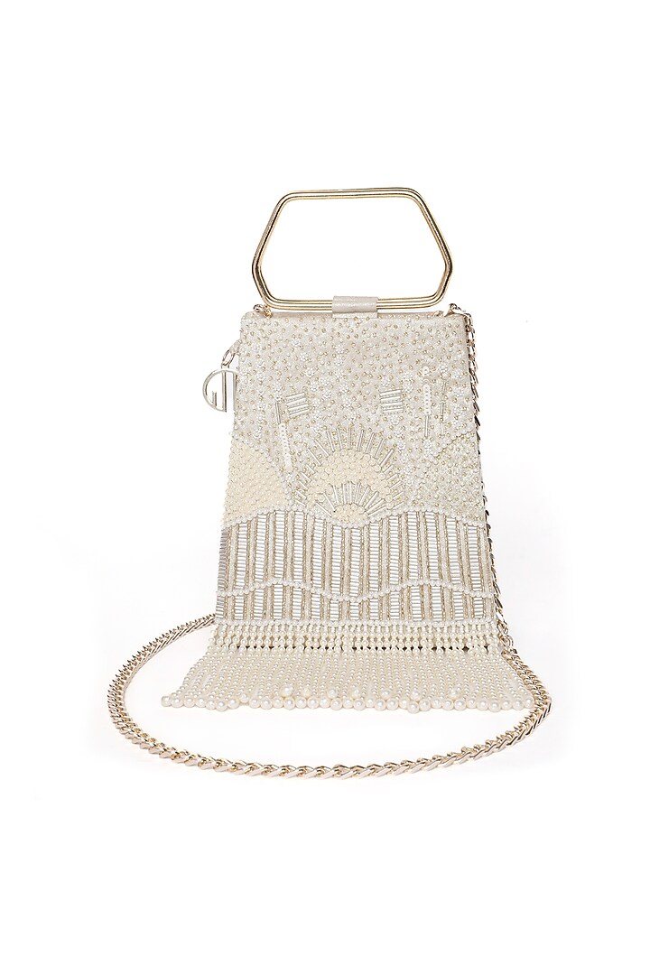 Gold Shimmer Suede Embellished Mini Handbag by Quirky Tales