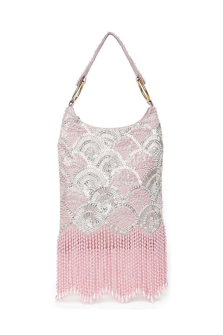 Pink Shimmer Suede Embellished Mini Bag by Quirky Tales