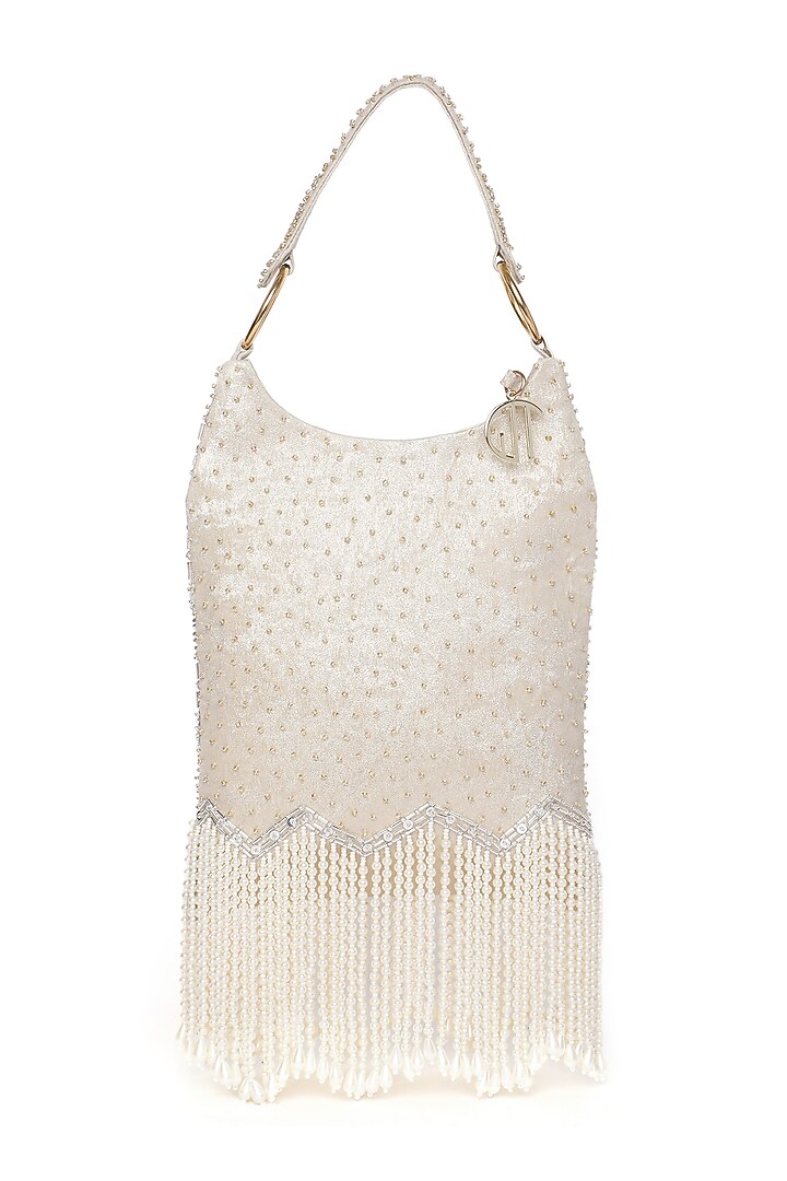Gold Shimmer Suede Embellished Mini Hobo Bag by Quirky Tales at Pernia's Pop Up Shop
