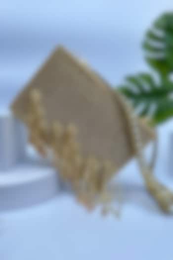 Gold Raw Silk Embellished Clutch by Quirky Tales at Pernia's Pop Up Shop