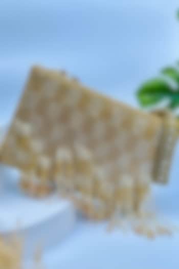 Gold & Silver Raw Silk Embellished Clutch by Quirky Tales at Pernia's Pop Up Shop