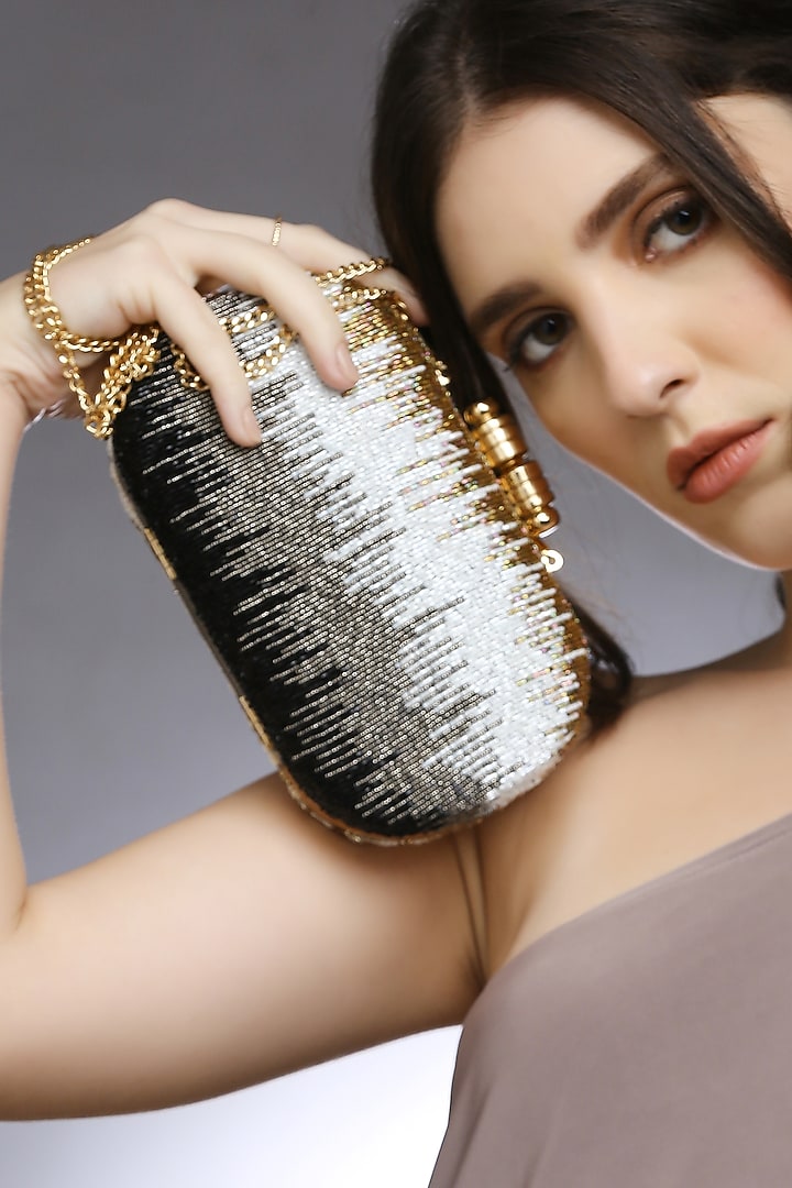 Multi-Colored Satin Embellished Ombre Clutch by Quirky Tales at Pernia's Pop Up Shop