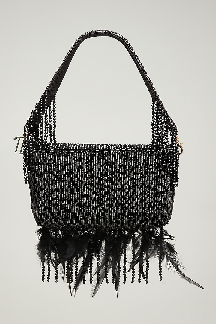 Black Jute Embellished Envelope Clutch by Quirky Tales at Pernia's Pop Up Shop