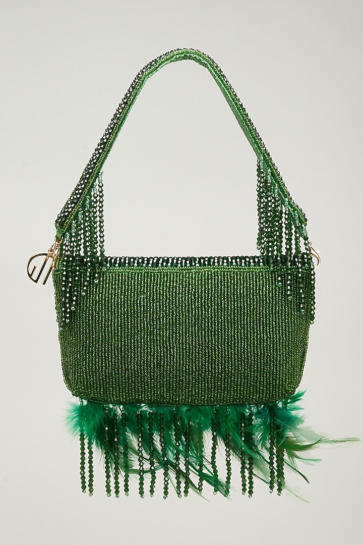 Green Jute Embellished Envelope Clutch by Quirky Tales at Pernia's Pop Up Shop