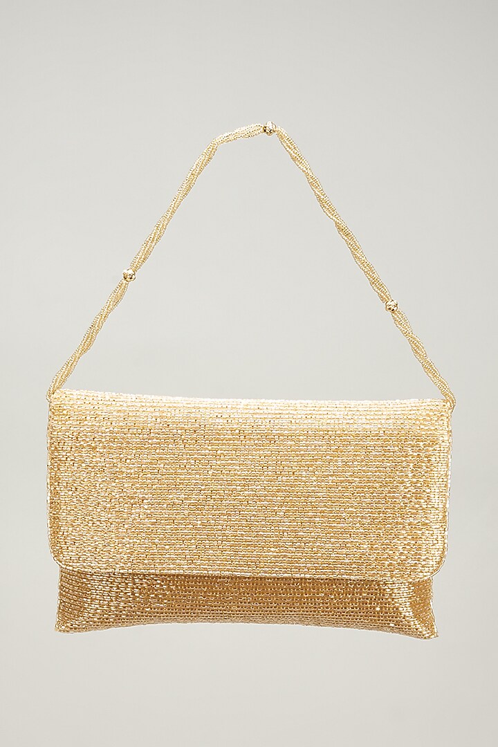 Yellow Jute Embellished Clutch by Quirky Tales
