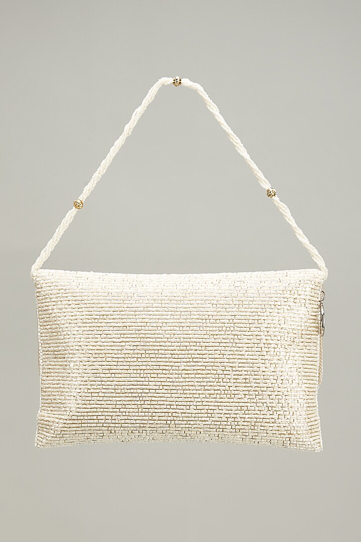 White Jute Embellished Clutch by Quirky Tales at Pernia's Pop Up Shop