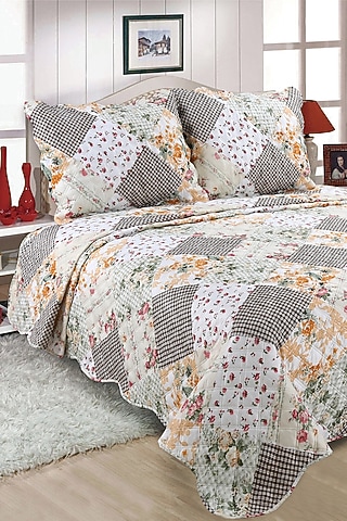 Multi-Colored Patchwork Printed Quilted Bedspread Set (Set of 3) by Quilting Tree