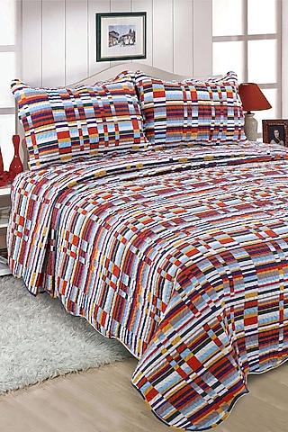 Multi-Colored Striped Quilted Bedspread Set (Set of 3) by Quilting Tree