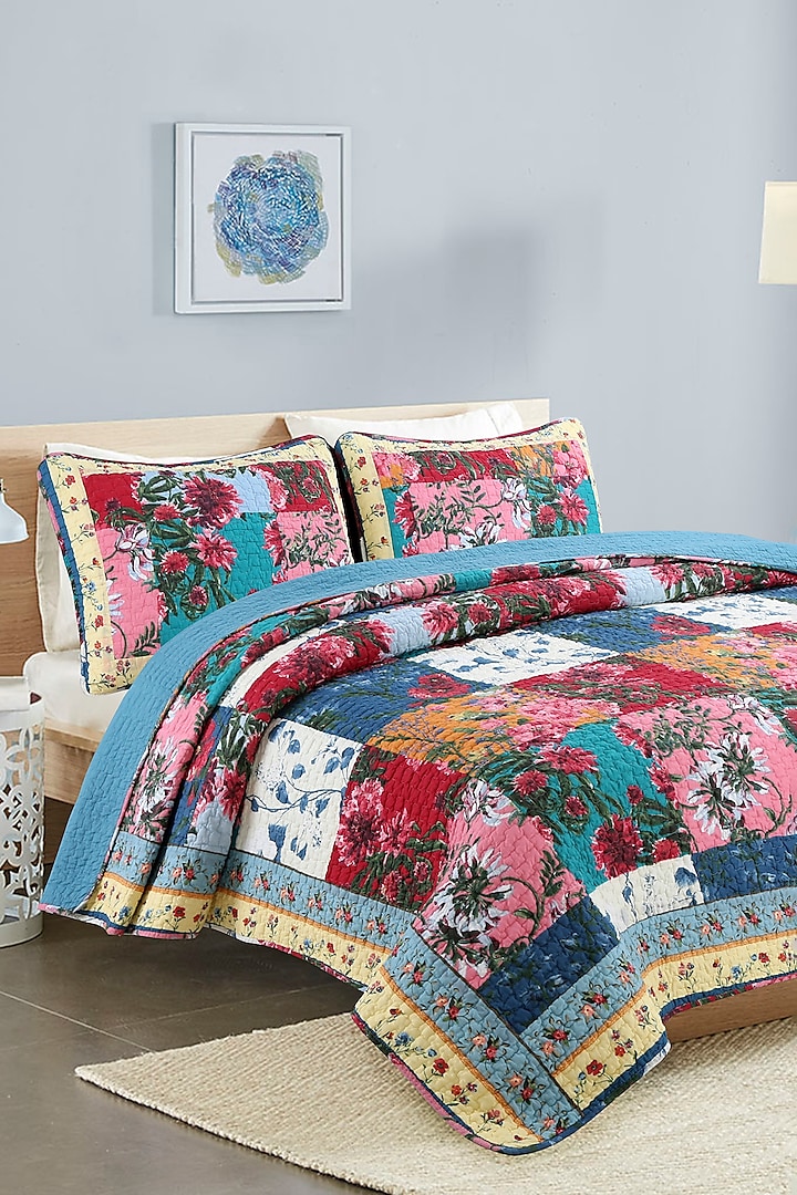 Multi-Colored Patchwork Quilted Bedspread Set (Set of 3) by Quilting Tree