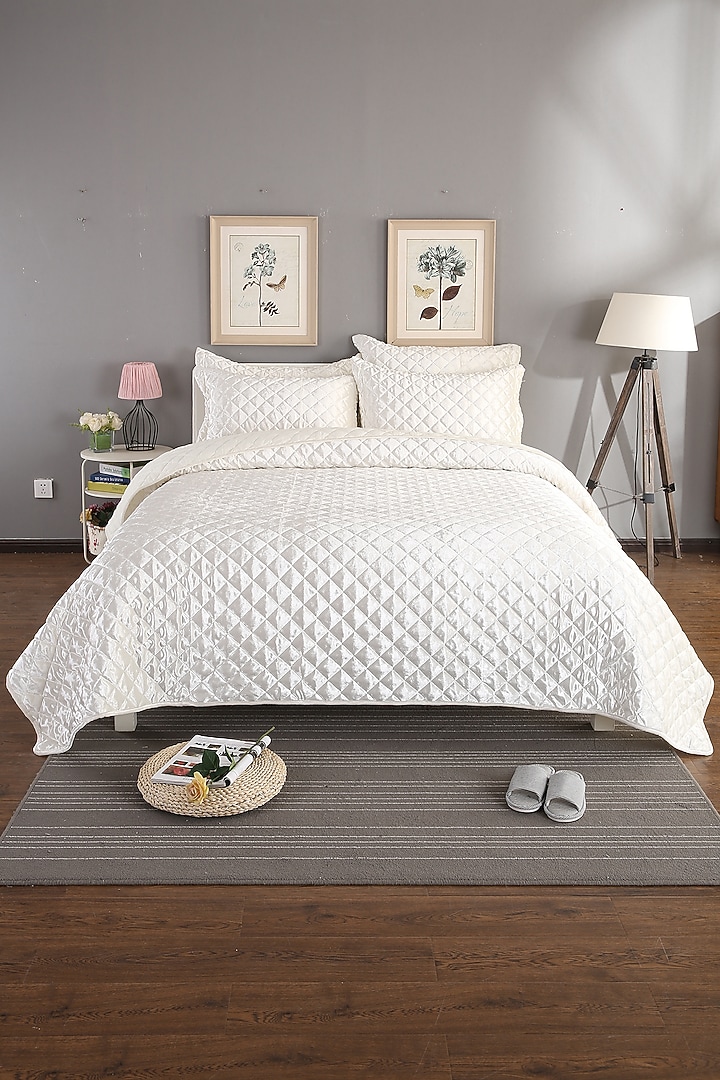 White Diamond Quilted Bedspread Set (Set of 3) by Quilting Tree at Pernia's Pop Up Shop