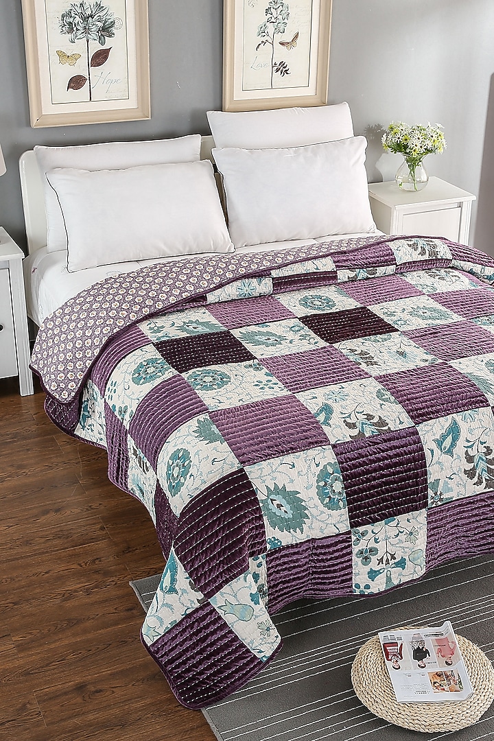 Multi-Colored Patchwork Quilted Bedspread by Quilting Tree