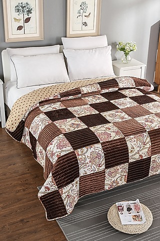 Multi-Colored Patchwork Quilted Bedspread by Quilting Tree