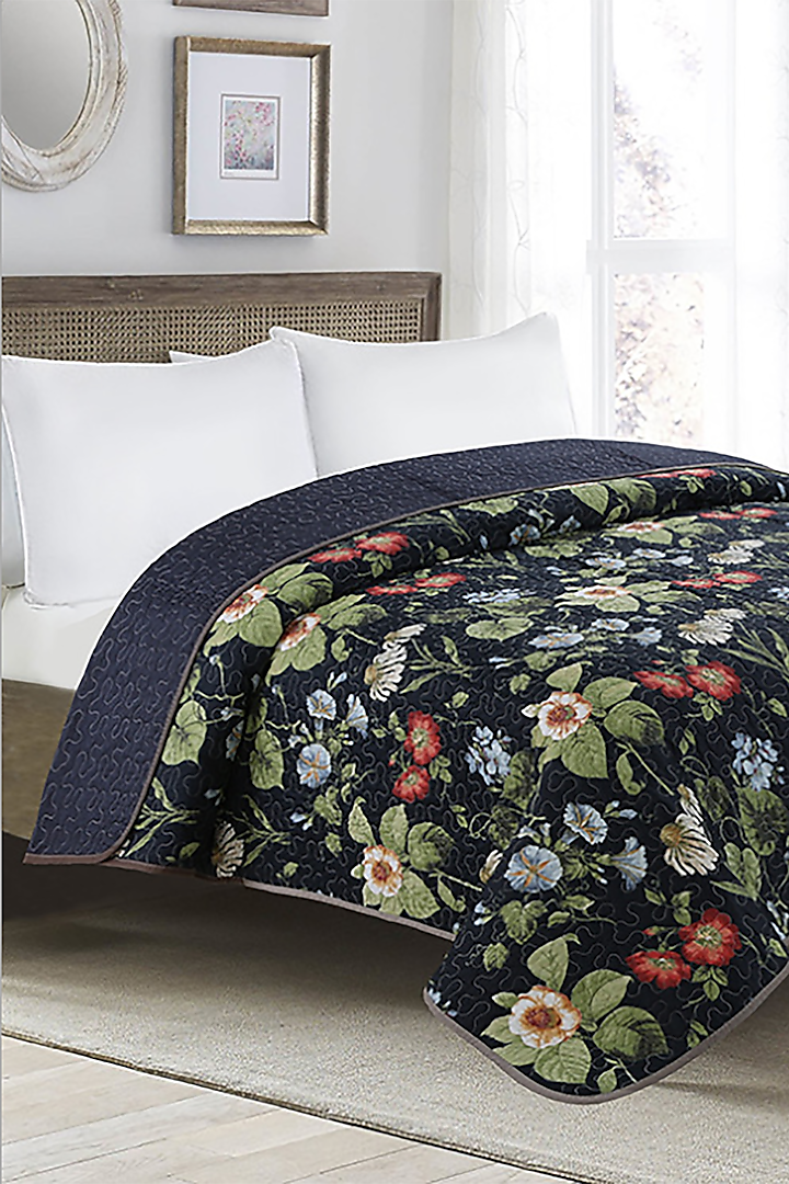 Multi-Colored Floral Quilted Bedspread by Quilting Tree
