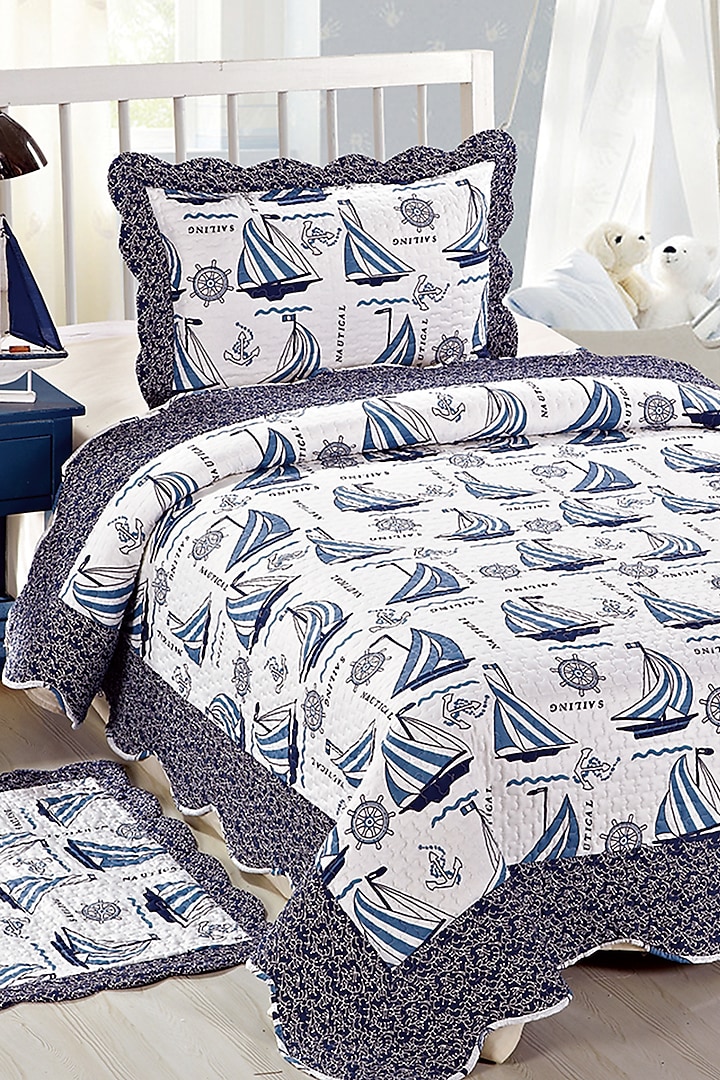 Multi-Colored Yatch Themed Quilted Bedspread Set (Set of 2) by Quilting Tree