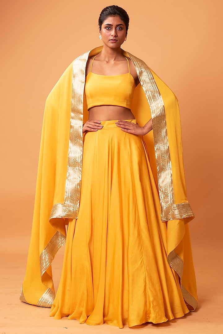 Bright Yellow Modal Lehenga Set by Quench A Thirst
