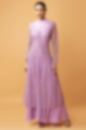 Lilac Pink Machine Embroidered Jacket Dress by Quench A Thirst