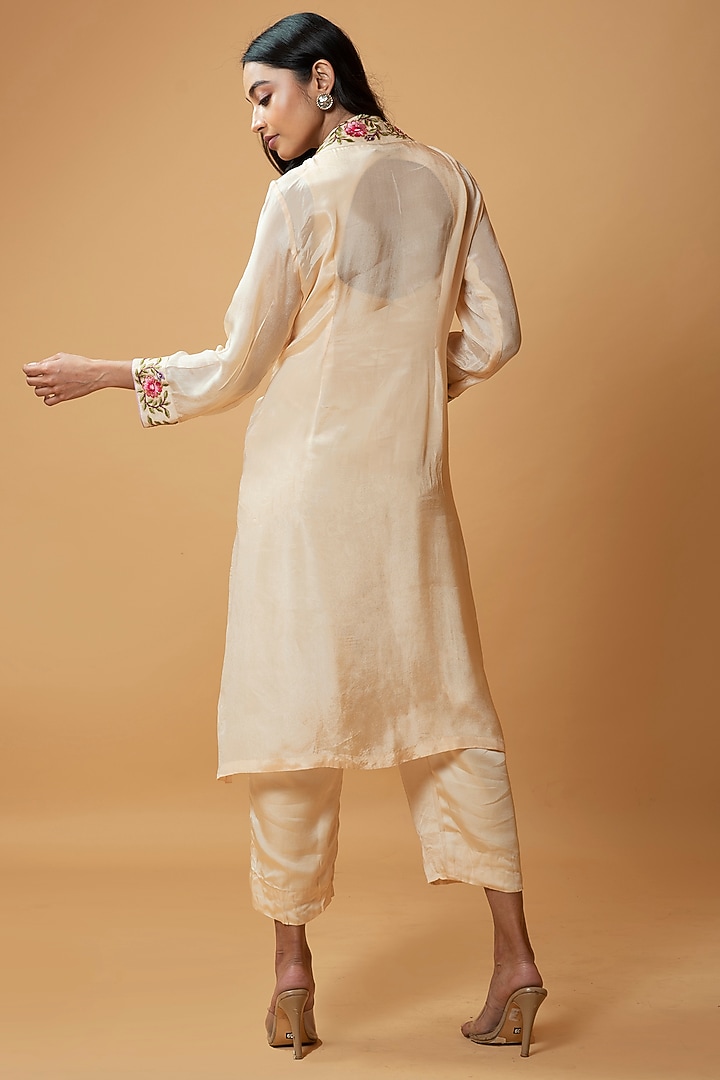 Champagne Modal Satin & Chinon Jumpsuit With Jacket by Quench A Thirst at Pernia's Pop Up Shop