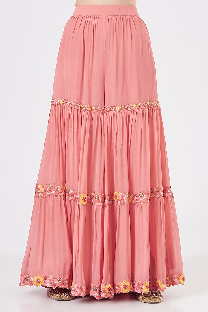 Pink Georgette Draped Wedding Sharara Set by Quench A Thirst at Pernia's Pop Up Shop
