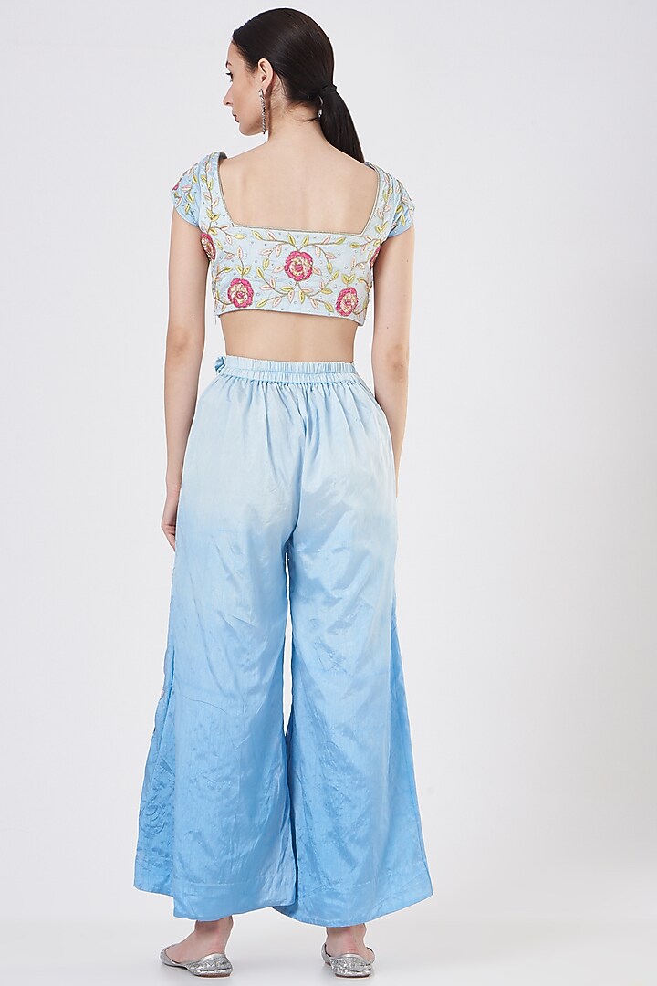 Baby Blue Raw Silk Wedding Sharara Set by Quench A Thirst at Pernia's Pop Up Shop