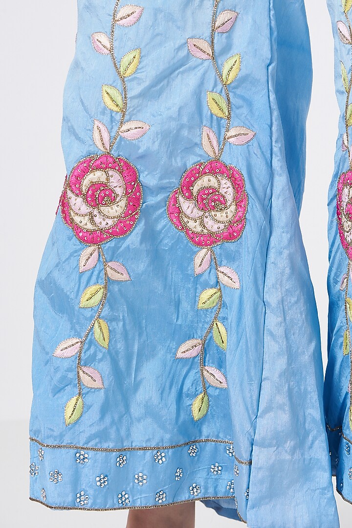 Baby Blue Raw Silk Wedding Sharara Set by Quench A Thirst at Pernia's Pop Up Shop