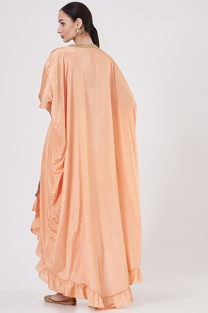 Peach Crepe & Sequins Cape Set by Quench A Thirst at Pernia's Pop Up Shop
