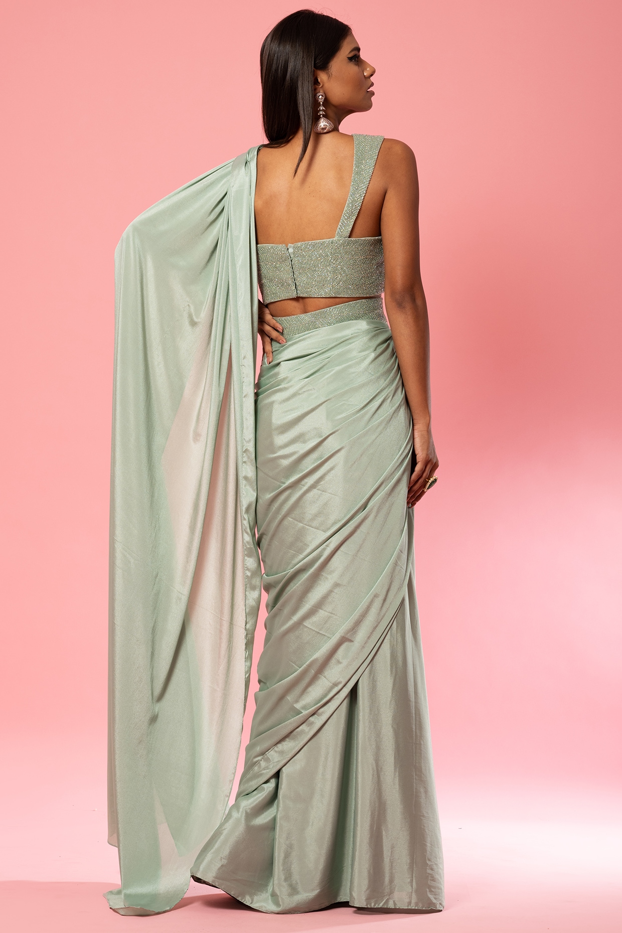 Festive Collection Online Zari Printed Silk Sage Green Saree|SARV146470