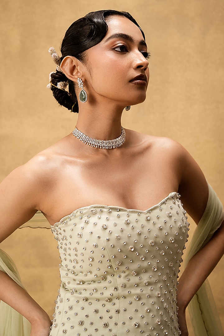 Mint Green Georgette Wedding Sharara Set by Quench A Thirst at Pernia's Pop Up Shop