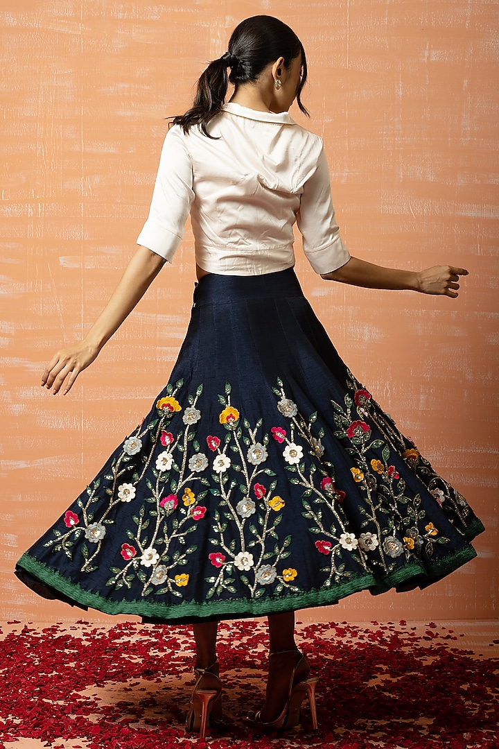 Embroidered applique skirt best sale