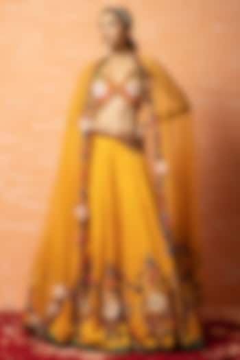 Mustard Yellow Embroidered Wedding Lehenga Set by Quench A Thirst at Pernia's Pop Up Shop
