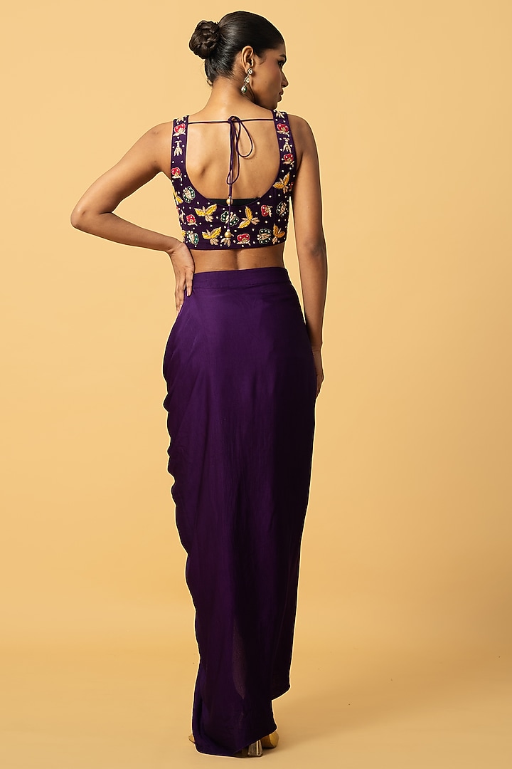 Violet Georgette Cape Set by Quench A Thirst at Pernia's Pop Up Shop