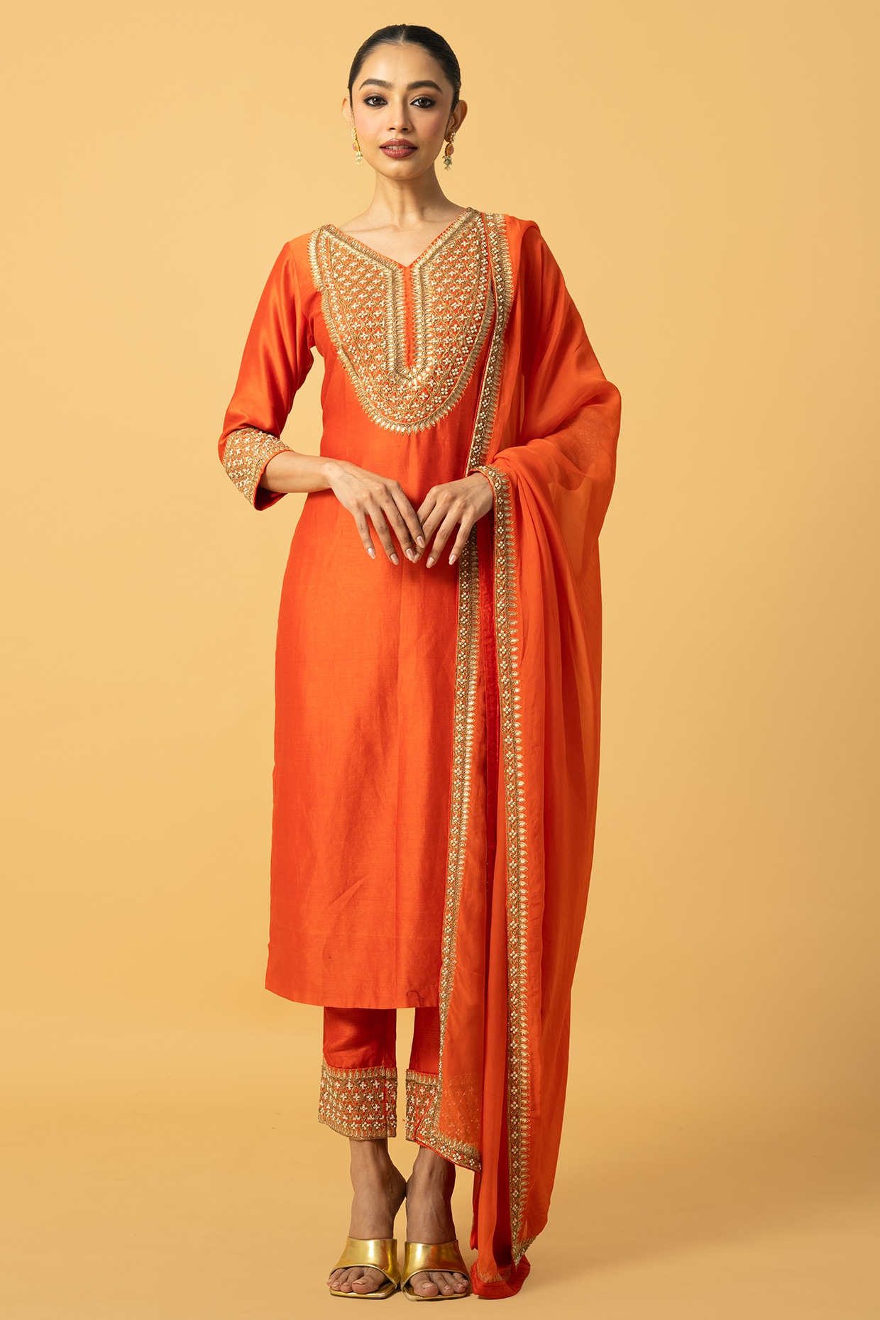 Orange colour punjabi clearance suit