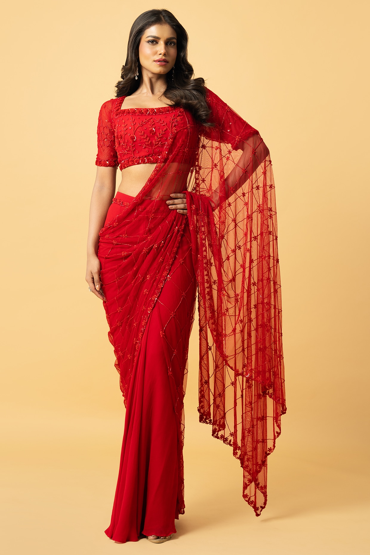 Sabyasachi Bride In Red Saree For Her Reception Look - Shaadiwish