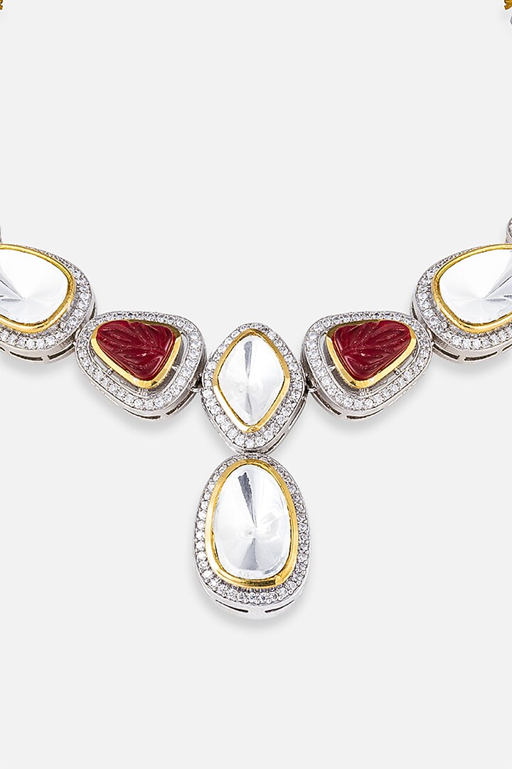 Gold Finish Diamond Necklace Set by Queen Be at Pernia's Pop Up Shop