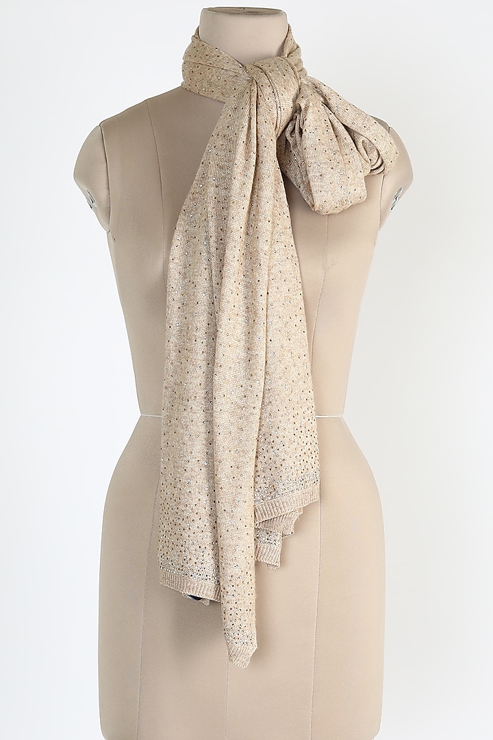 Beige Knitted Woolen Shawl by Queenmark at Pernia's Pop Up Shop