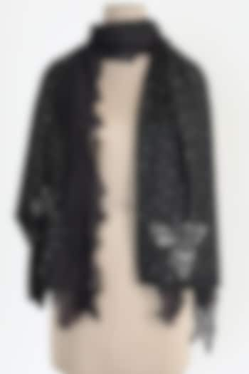 Charcoal Black Knitted Woolen Shawl by Queenmark at Pernia's Pop Up Shop