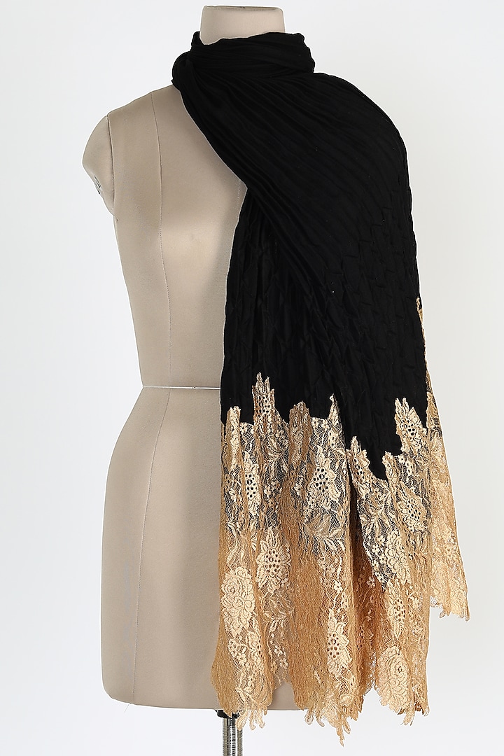 Black Pleated Shawl by Queenmark at Pernia's Pop Up Shop